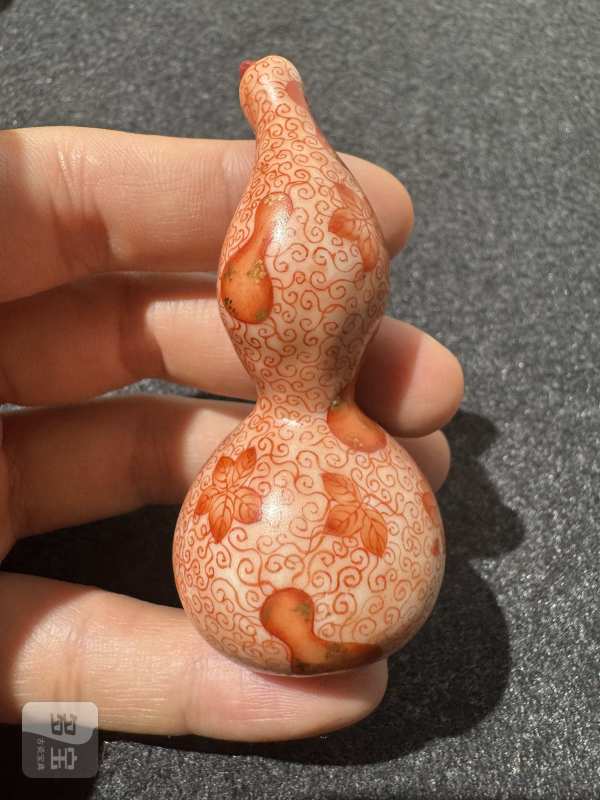 清晚期 青花矾红福禄万代纹葫芦一对 - 图9